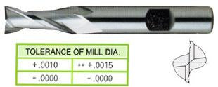*02301 YG 5/16" Diameter 1-3/8" LOC 2 Flute Uncoated HSS/Cobalt End Mill
