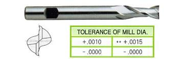 *03426 YG 1" Diameter 2-1/2" LOC 2 Flute Uncoated HSS/Cobalt End Mill