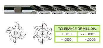 *06462 YG 1-1/2" Diameter 8" LOC 6 Flute Uncoated HSS/Cobalt End Mill