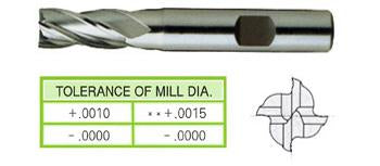 *07071 YG 1/2" Diameter 1-1/4" LOC 4 Flute Uncoated HSS/Cobalt End Mill
