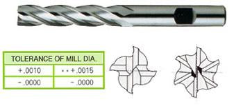 *08297 YG 1/4" Diameter 1-1/4" LOC 4 Flute Uncoated HSS/Cobalt End Mill