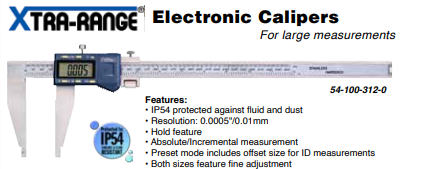 54-100-024-1. Xtra-Range Digital Caliper with 0-24"/600mm Range