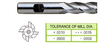 04043HC 3/16 x 3/8 x 1/2 x 2-3/8 4 FLUTE REGULAR LENGTH TICN COATED HSS End Mill