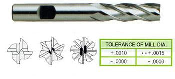 07299CC 9/32 x 3/8 x 11/16 x 2-1/2 4 FLUTE REGULAR LENGTH CENTER CUT TICN COATED 8% COBALT End Mill