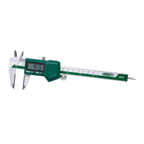 Insize 1110-150D ELECTRONIC CALIPER WITH CARBIDE TIPPED JAWS, IP67 dust/waterproof (no data output), 0-6"/0-150mm, graduation .0005"/0.01mm, carbie tipped lower jaws