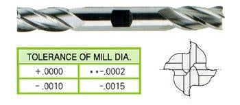 13321CC 1/2 x 1/2 x 1 x 4-1/8 4 FLUTE REGULAR LENGTH DE CENTER CUT TICN COATED 8% COBALT End Mill