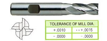 16005HN 3.5 x 3/8 x 1/2 x 2-3/8 4 FLUTE METRIC REGULAR LENGTH TIN COATED HSS End Mill