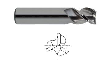 25584-030 3/8 x 3/8 x 1/2 x 2 R.030 3 FLUTE STUB LENGTH 45 DEGREE HELIX CORNER RADIUS ALU-POWER End Mill