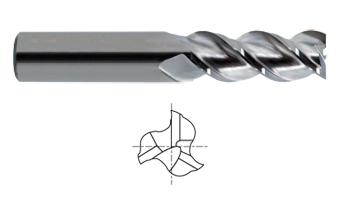 25593-090 1/2 x 1/2 x 5/8 x 2-1/2 R.090 3 FLUTE STUB LENGTH 45 DEGREE HELIX CORNER RADIUS ALU-POWER End Mill