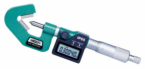Insize 3590-655E ELECTRONIC V-ANVIL MICROMETER, .1.8-2.6"/45-65mm, 5 flutes