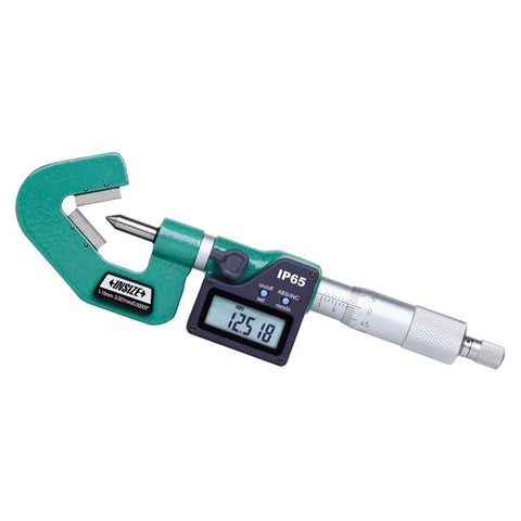 Insize 3590-657E ELECTRONIC V-ANVIL MICROMETER, 1.8-2.6"/45-65mm, 7 flutes