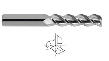 36598TC 3/4 x 3/4 x 3-1/4 x 6 3 FLUTE LONG 45 DEGREE HELIX TICN-COATED ALU-POWER End Mill