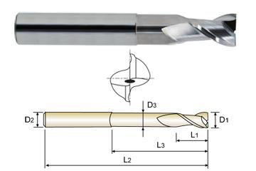 39598TC 3/4 x 3/4 x 5 N.740 2 FLUTE 37 DEGREE HELIX EXTENDED NECK TICN-COATED ALU-POWER End Mill