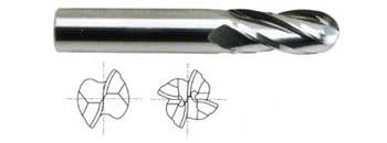 43570TF 7/32 x 1/4 x 5/8 x 2-1/2 4 FLUTE REGULAR LENGTH BALL NOSE TIALN-FUTURA COATED CARBIDE End Mill