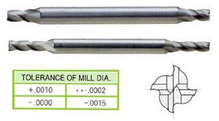 52018HF 5/32 x 3/16 x 15/64 x 2 4 FLUTE STUB LENGTH DE MINIATURE TIALN-FUTURA COATED HSS End Mill