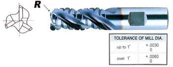 67906PC 3/4 x 3/4 x 3 x 5-1/4 R.120 3 FLUTE LONG LENGTH CORNER RADIUS ROUGHER TICN COATED FOR ALUMINUM T-15 End Mill