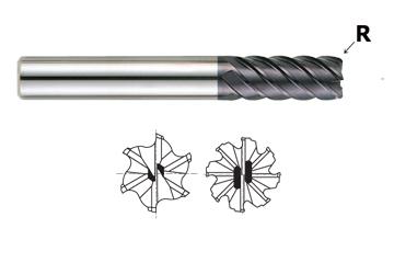 6 FLUTE LONG LENGTH 45 DEG HELIX CORNER RADIUS X-POWER CARBIDE