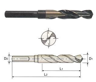 D1191122 YG 1-11/32" Diameter x 1/2 Shank x 3 LOF x 6 OAL HSS(M2) 118 DEGREE SPLIT POINT 3 FLAT GOLD & BLACK Silver & Deming DRILL