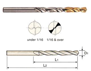 D2GP185010 YG 5/32" Diameter x 2" LOF x 3-1/8" OAL HSS(M42) JOBBERS LENGTH STRAIGHT SHANK GOLD-P DRILLS