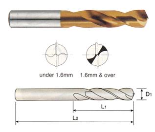 D4107105 YG 10.5mm Diameter x 43mm LOF x 89mm OAL HSS(M42) STUB LENGTH DIN1897 SPLIT POINT DRILLS TIN COATED