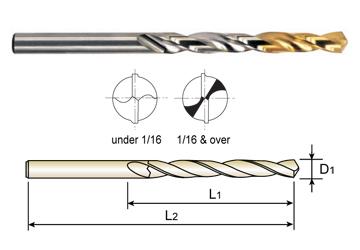 D8182038 19/32 x 5-3/16 x 7-1/8 HSS(M2) JOBBERS LENGTH STRAIGHT SHANK GOLD-P DRILLS (3PCS). Drills Come in Packs of 3, Please Order in Quantities of 3
