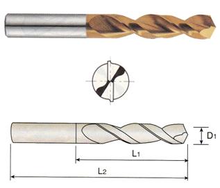 DN515243 YG #43" Diameter x 3/4" LOF x 1-3/4 OAL HSS(M35) SCREW MACHINE PARABOLIC TIN COATED DRILL