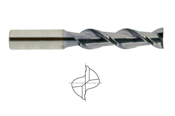 E5522100 10.0 x 10 x 22 x 72 2 FLUTE LONG 45 DEGREE HELIX CARBIDE FOR ALUMINUM METRIC End Mill