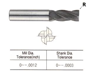EIB05032 1/2 x 1/2 x 1 x 3 4 FLUTE 30 HELIX CORNER RADIUS (R.030) D-POWER END MILLS End Mill