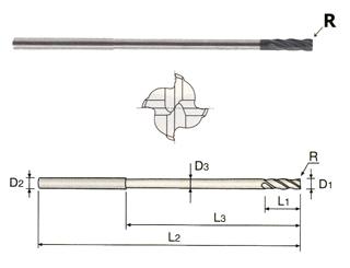 EIB06004 1/16 x 1/5 x 3/16 x 3 4 FLUTE 30 HELIX SHORT REACH D-POWER END MILL