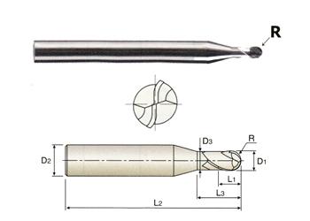 ESB94004012 0.4 x 4 x 0.3(1.2) x 50 CBN 2 FLUTE 30 DEGREE HELIX BALL END MILL