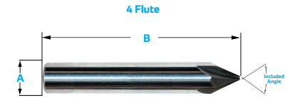 41449 KEO 1/4 x 90Ãƒâ€šÃ‚Â° CARB SE 4 FL CHAMFER MILL