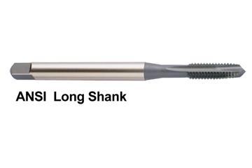 M0243 6-32 4OAL, GH3 2 FLUTE SPIRAL POINTED LONG SHANK PLUG TIN COATED TAP FOR STAINLESS STEEL UPTO 28HRc