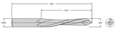 Onsrud TIN15-60 1/2 HSS SINGLE EDGE DOWNCUT DOR-BIT