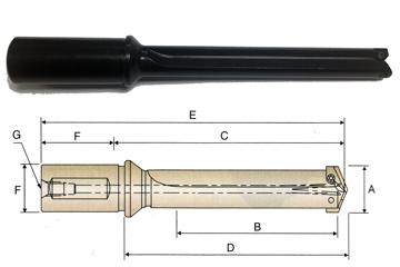 P26203 2, 31/32~1-3/8 x 1-1/4 x 2-9/32 FLANGED STRAIGHT SHANK / FLUTE INTERMEDIATED SPADE DRILL HOLDER