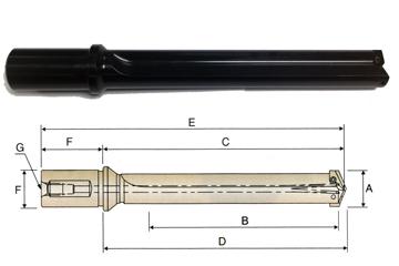 P27001 0, 33/64~11/16 x 3/4 x 2-1/32 FLANGED STRAIGHT SHANK / FLUTE STANDARD SPADE DRILL HOLDER