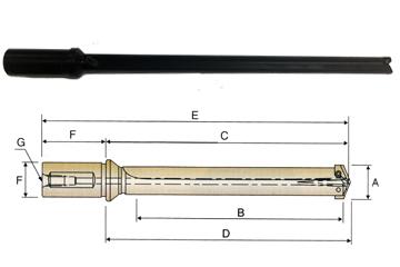 P28102 1, 45/64~15/16 x 1 x 2-9/32 FLANGED STRAIGHT SHANK / FLUTE EXTENDED SPADE DRILL HOLDER