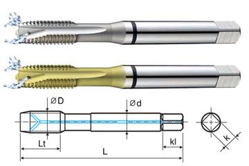 TC162C #4-40 UNC GH2 HSS-EX COMBO MODI SPIRAL POINT TAP DIN LENGTH ANSI SHANK TICN COATED