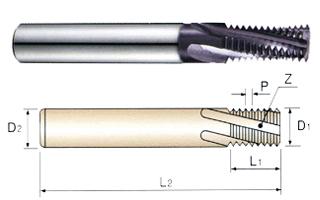 TF480 1/4 AND 3/8 NPT 3.5 OAL THREAD MILLS SOLID CARBIDE 60 DEGREE HELICAL FLUTE TIALN COATED FOR TAPER PIPE THREADS - NPT ANSI B 1.20.1