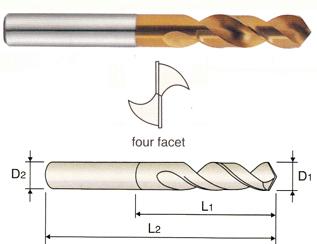 0291JCN 2.9 x 16 x 48 HSS-EX HPD-SUS POWDERED METAL TWIST DRILL TiN-COATED (STUB)