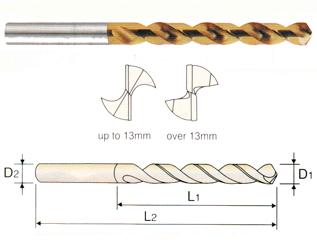 1101KCN 11.0 x 94 x 151 HSS-EX HPD-SUS POWDERED METAL TWIST DRILL TiN-COATED (JOBBERS)