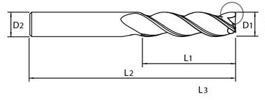 E5H24902. YG6(R1.5) x 6.0 x 13.0 x 57.0 ALU-POWER HPC 3 FLUTES 37 DEGREE HELIX CORNER RADIUS END MILL