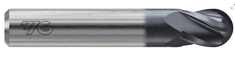 G9H99909N. YG3/8 x 3/8 x 9/16 x 2-1/2 YGBASIX CARBIDE 4 Flute 30deg. Helix Stub Ball E/M Coated