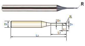 SEME0110003 10(R.3) x 10 x 25 x 100 4G MILL 4 FLUTE MULTIPLE HELIX CORNER RADIUS END MILL