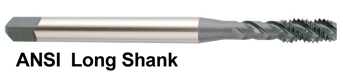 G8443 5/16-18-6, GH3 3 FLUTE SPIRAL FLUTED LONG SHANK MODIFIED BOTTOMING TIN COATED TAP FOR STAINLESS STEEL UPTO 28HRc