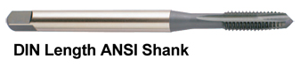 O5162 4-40, H2 2 FLUTED SPIRAL POINTED PLUG SUPER HSS DIN OAL ANSI SHANK HARDSLICK COATED FOR STEEL & STAINLESS STEELS UPTO 35HRc