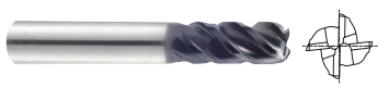 UGMG43916 3/4(R.060) x 3/4 x 1-1/2 x 4 TitaNox-POWER 4 FLUTE DOUBLE CORE CORNER RADIUS FLAT END MILL