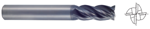 YG UGMF70702 1/2(R.030) x 1/2 x 1-1/4 x 3 V7 PLUS A 4FL MULTI HELIX CR PLAIN SHANK END MILL