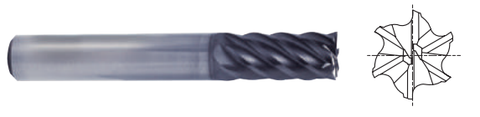 YG UGMG22992 1/2(R.125) x 1/2 x 3 x 5 V7 PLUS A 6FL MULTI HELIX CR PLAIN SHANK END MILL