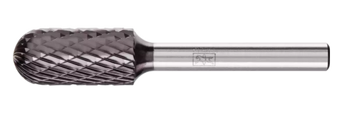 HICOAT Bur - Cylind. (Radius End), DBL Cut - 3/8" x 3/4" x 1/4" Shank - SC-3, FEP Coating