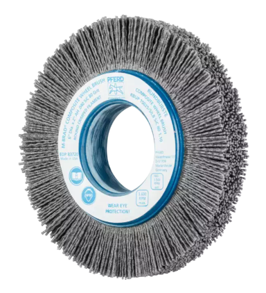 10" M-BRAD composite Whl. Brush - 2" AH - Rectangular Filament, .045 SiC 80 Grit, 1-1/2" Trim